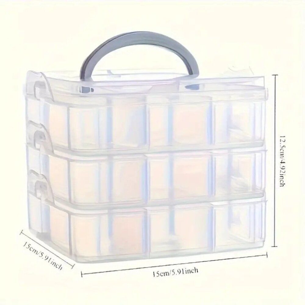 3-Tier Stackable Multi-Functional Storage Box with Compartments 18 Total - Picture 2 of 2